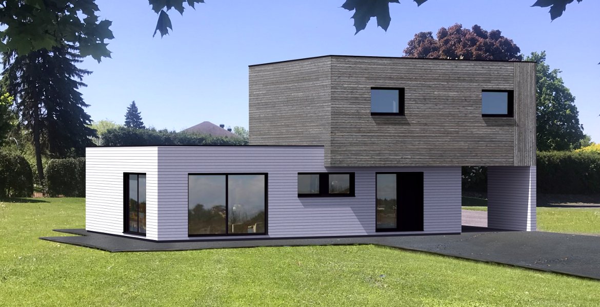 maison-ossature-bois-cubique-moderne